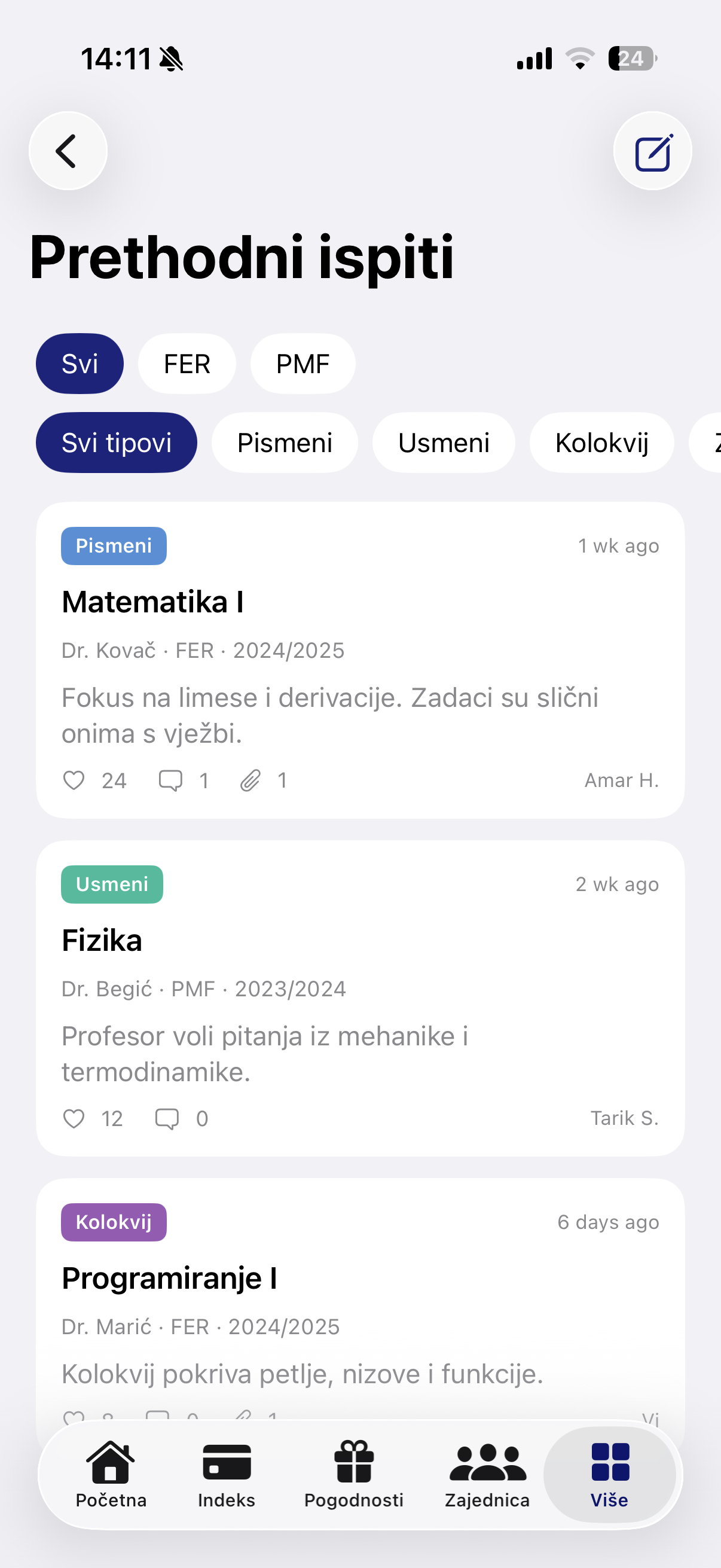 Prethodni Ispiti